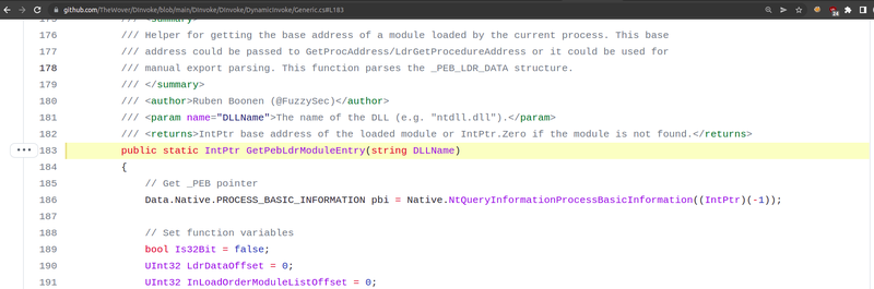 DInvoke GetPebLdrModuleEntry Github
