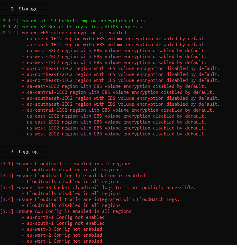 AWSome CIS Checker --cis running option output