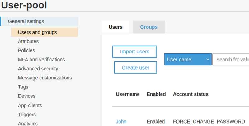 User Pool example