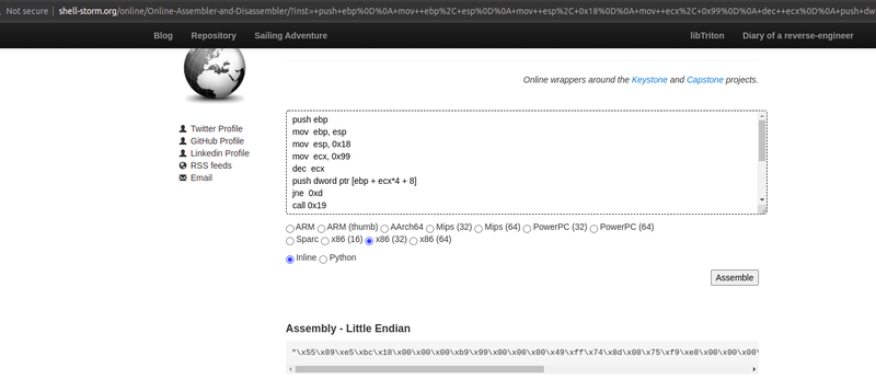 Shell-storm assembler-disassembler