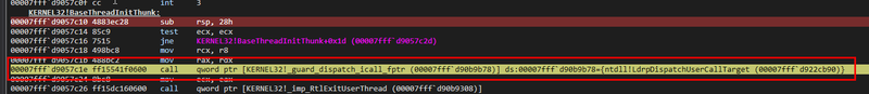 WinDBG ntdll!LdrpDispatchUserCallTarget
