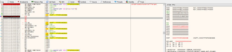 patch ntdll!LdrpDispatchUserCallTarget in x64dbg